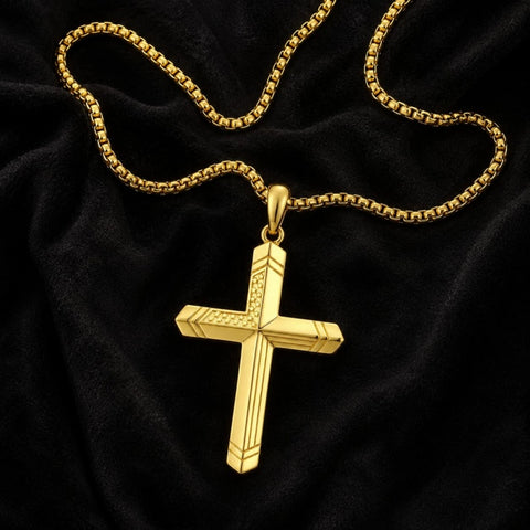 Cross Pendant Necklace  14K Gold Plated Christian Faith Jewelry