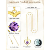 14K Gold Plated  12 Months Heart Birthstone Pendant Necklace Birthday Wedding Anniversary Jewelry Gifts for Women