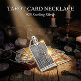 Sterling Silver Lovers Hierophant Magician Three of Swords Wheel of Fortune SkeletonTarot Card Pendant Necklace