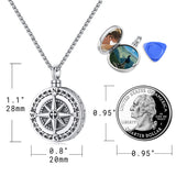Compass Urn for Ashes Cremation Jewelry 925 Sterling Silver Memorial Necklace Urn for Human Ashe of Loved Ones