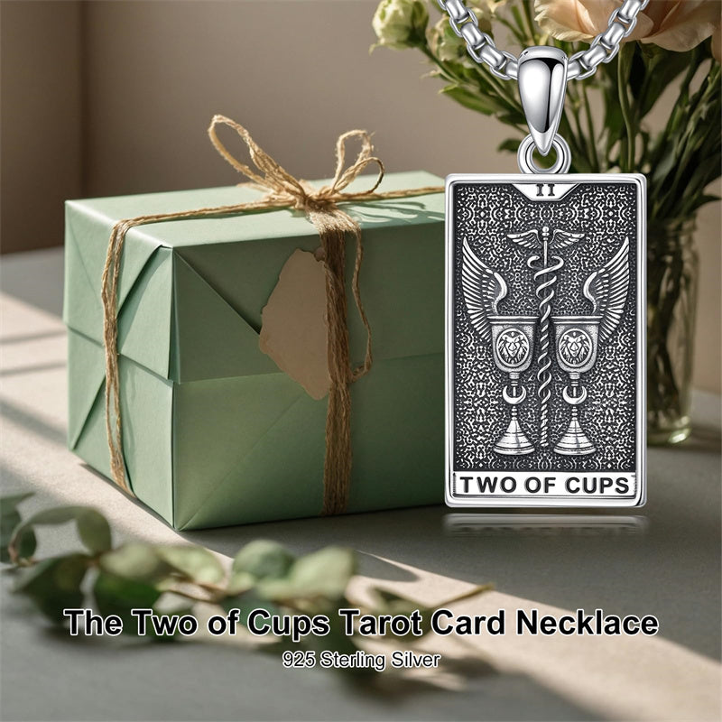Sterling Silver Lovers Hierophant Magician Three of Swords Wheel of Fortune SkeletonTarot Card Pendant Necklace