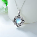 Sterling Silver Turquoise Moonstone Moss Agate Lapis Lazuli Daisy Pendant Necklace