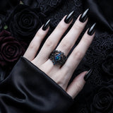 Sterling Silver 10K  14K  18K  Gold Personalized Engraved Black Opal Engagement Wedding Promise Ring for Her