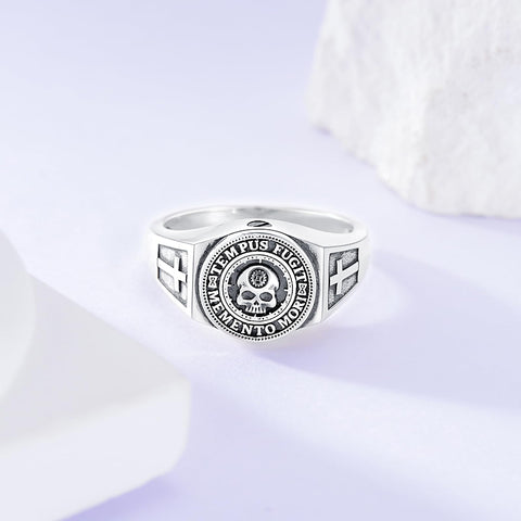 Sterling Silver Memento Mori Urn Ring for Ashes