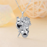Sterling Silver Tragedy Comedy Mask Drama Theater Pendant Face Pendant Necklace