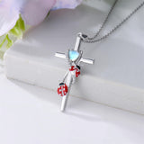 Sterling Silver Cross Moonstone Dragonfly Butterfly Bee Hummingbird Ladybug Pendant  Necklace for Women