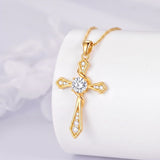 14K Gold Plated Birthstone Infinity  Cross Pendant NecklaceJewelry for Women