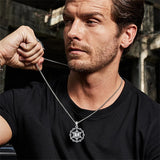 Sterling Silver Crown of Thorns Crucifix Cross Pendant Necklace for Men