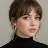 14K Gold Plated Round Heart Cubic Zirconia Elegant  Earring for Women