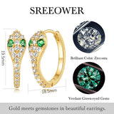 14K Gold Plated Cubic Zirconia Snakes Head Wrap Design Hoop Earrings for Women