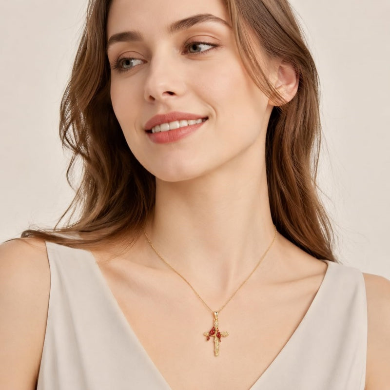 14K Gold Plated Cross Pendant Necklace Faith Jewelry Gift for Women