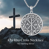 Sterling Silver Chi Rho Alpha Omega PX XP Symbol Pendant Religious  Necklace