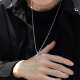 Sterling Silver Nail Cross Pendant Necklace for Men
