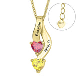Sterling Silver Personalized  Birthstone Engraved Pendant Necklace for Women