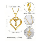 Heart Initial A-Z Pendant Necklace for 14K Gold Plated Women Initials Jewelry Gifts