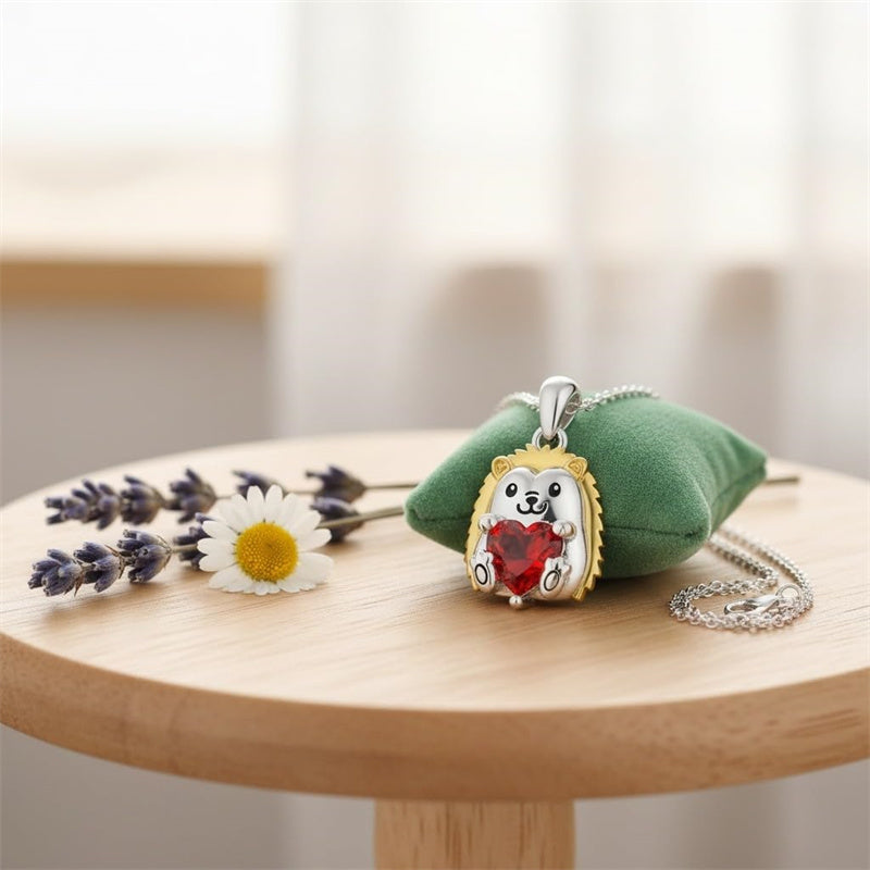 Sterling Silver 12 Month Birthstones Hedgehog Pug Fox Otter Pendant Necklace Gifts for  Birthday, Christmas, Graduation