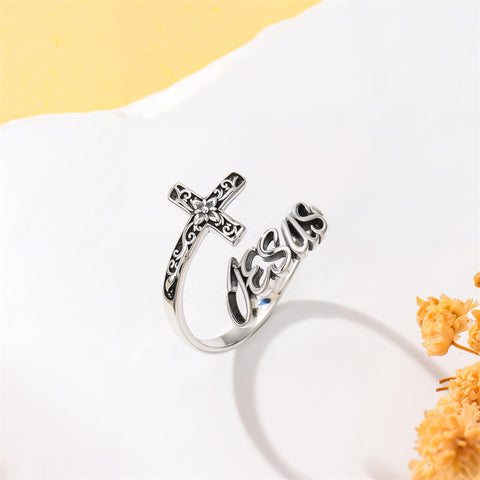 Sterling SilverJesus Cross Bee Cross  Dragonfly Cross Moonstone Sunflower Tree of Life Sunflower Adjustable Spoon Ring