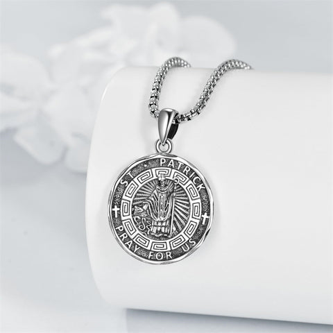 Religious Protector Necklace Sterling Silver Patron Saint Pendant Jewelry Gifts for Women Men