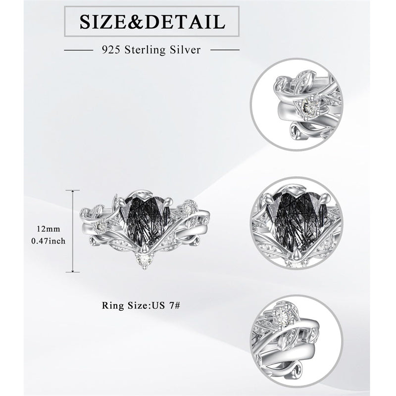 Sterling Silver Pear Oval Kite Heart Hexagon Emerald Coffin Cut Gemstone Engagement Promise Ring Set