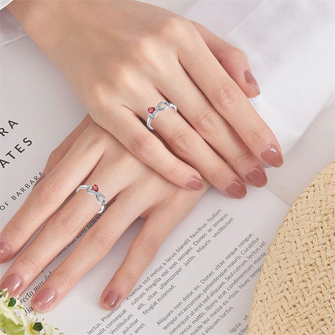Sterling Silver Birthstone Heart Infinity Promise Ring