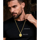 Patron Saint Medals Protection  14K Gold Plated Necklace for Men