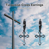 Sterling Silver Black Sword Cross Hoop Earrings Gift for Men Women
