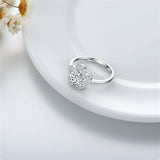 Sterling Silver Personalized Engraved Moissanite Engagement Wedding Anniversary Ring