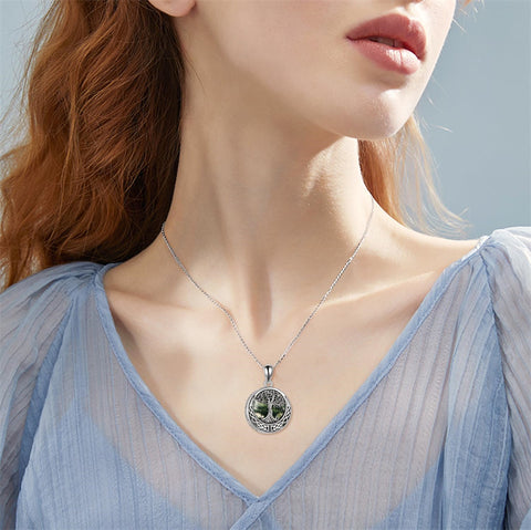Sterling Silver Tree of Life Urn Necklaces Abalone Opal Shell Cremation Jewelry for Ashes