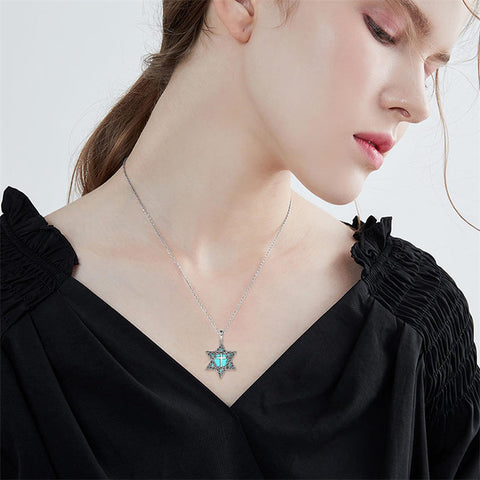 Star of David Necklace Sterling Silver Cross/Chai/Peace Sign/Tree of Life Abalone Shell Jewish Jewelry for Women Men