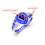Sterling Silver Personalized Class Ring Graduation Ring for Women