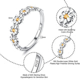 925 Sterling Silver Daisy Flower Ring Paved with Colorful Cubic Zirconia Gift For Women