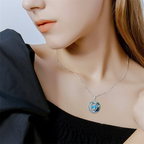 Moon Star Necklace Heart Birthstone Moon Pendant Sterling Silver Valentine's Day Gift With Blue Crystal Christmas Gift