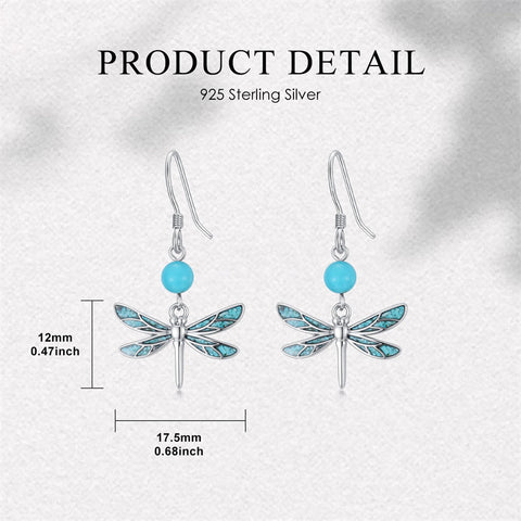 Sterling Silver Turquoise Owl Dragonfly Butterfly Hummingbird Dangle Earrings