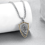 14K Gold Plated Masonic Cross Compass St Michael St Christopher Santa Muerte Star of David Pendant Necklace