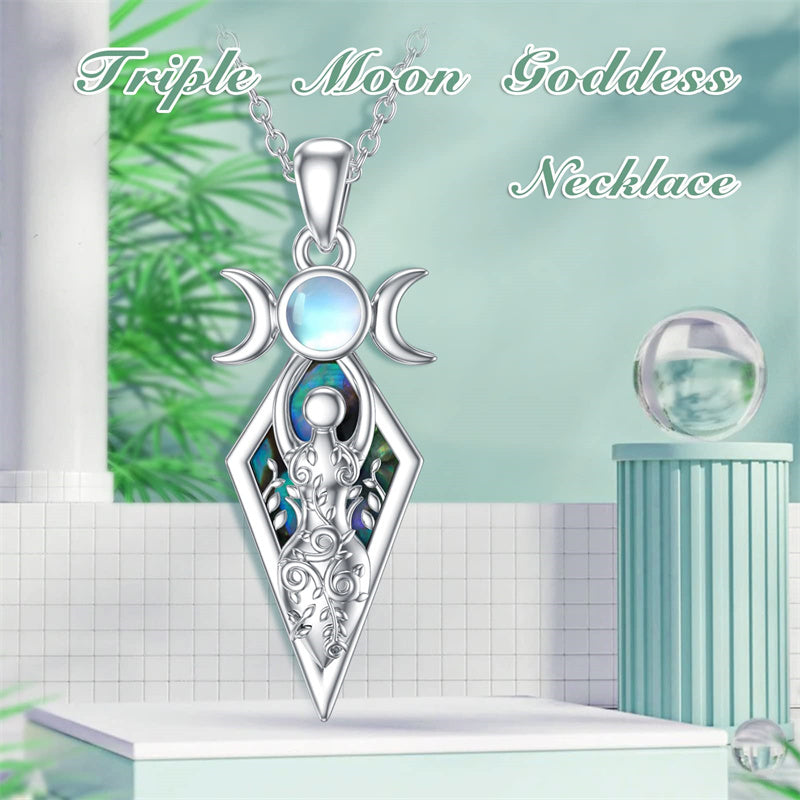 Sterling Silver Triple Moon Goddess Amulet Pendant Necklace– romanticwork