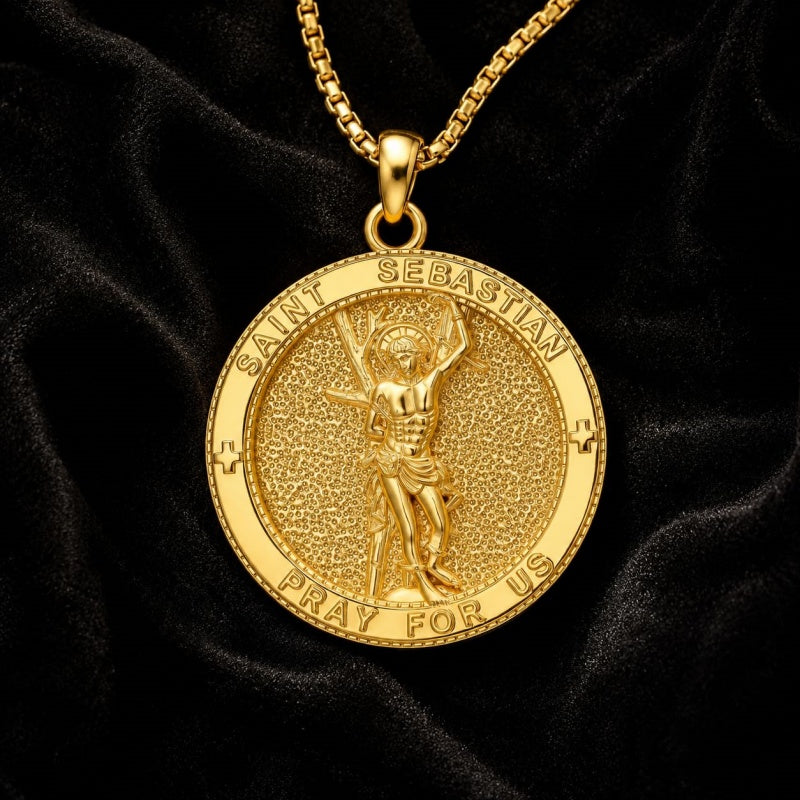Patron Saint Medal Gold Plated Catholic Pendant Christian Religious Necklace Amulet Jewelry