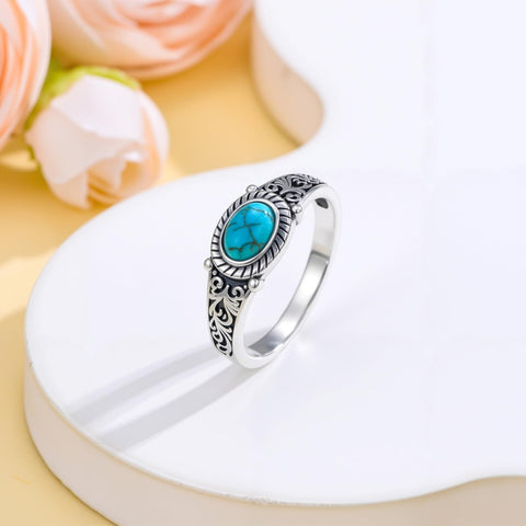 14K Gold Plated Turquoise Ring Western Jewelry Anniversary Birthday Gift for Women