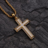 14K Gold Plated Cubic Zirconia Cross Necklace