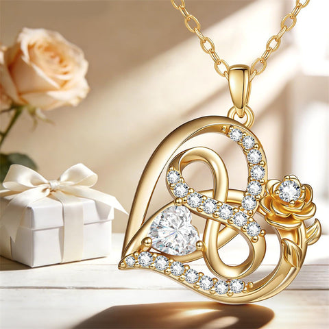 Sterling Silver Birthstone Rose Necklace for Women