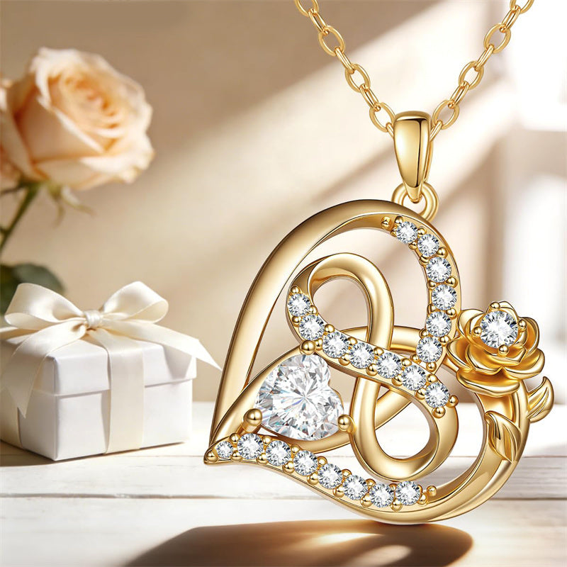 Sterling Silver Birthstone Rose Necklace for Women