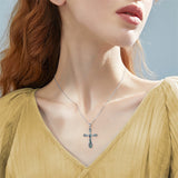 Sterling Silver Abalone Shell Turquoise Origami Cross Pendant Necklace
