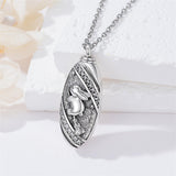 Sterling Silver Oval Paw Prints Dog FootPrints  Heart Rabbit Urn Necklace for Ashes Keepsake Jewelry for Women