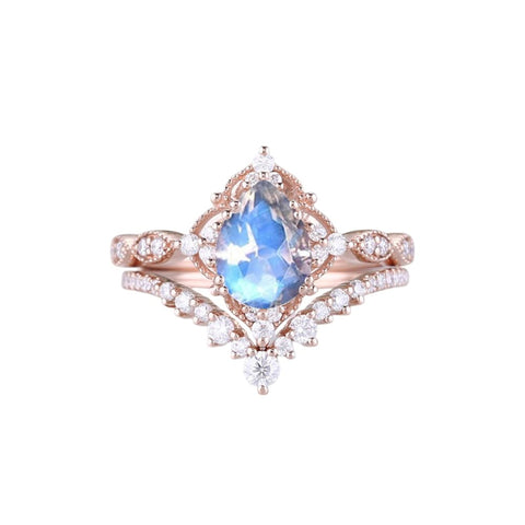 Sterling Silver 10K 14K 18K Gold Pear Shaped Gemstone Engagement Ring