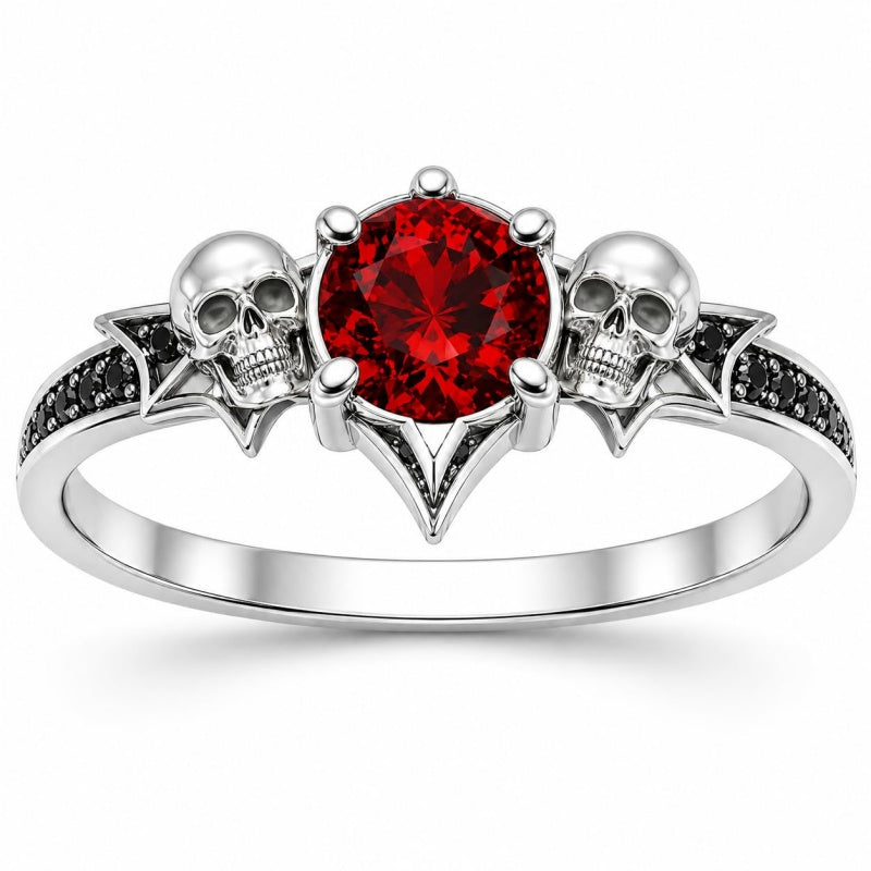 Sterling Silver 10K 14K 18K Gold Personalized Gothic Skull Ring Exquisite Spooky Jewelry for Halloween Lovers