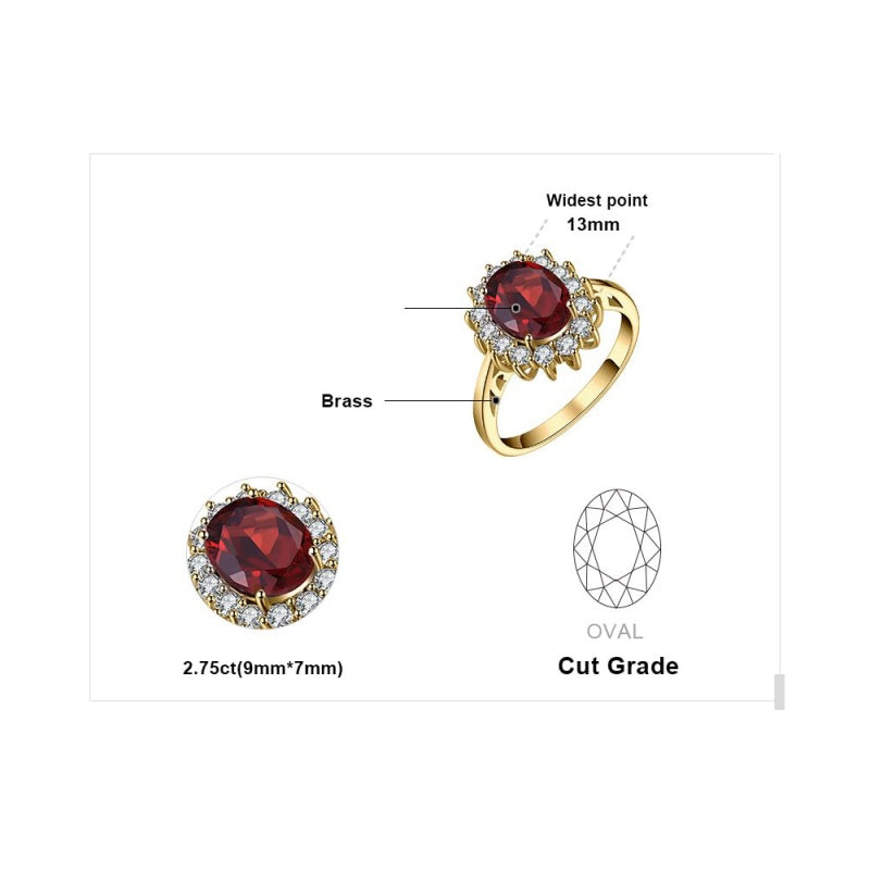 14K Yellow Gold Plated Birthstone Halo Engagement Rings for Women