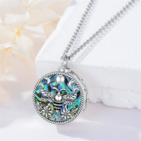 Sterling Silver Abalone Shell Bee Butterfly Dragonfly Urn Necklace for Ashes