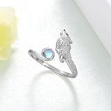 Sterling Silver  Moonstone Snake Fox Cat Octopus Wolf Ring