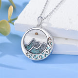 Sterling Silver Mustard Seed Black Cat Hummingbird Cross and Mountain Mountain Turquoise Sun and Moon Pendant Necklace