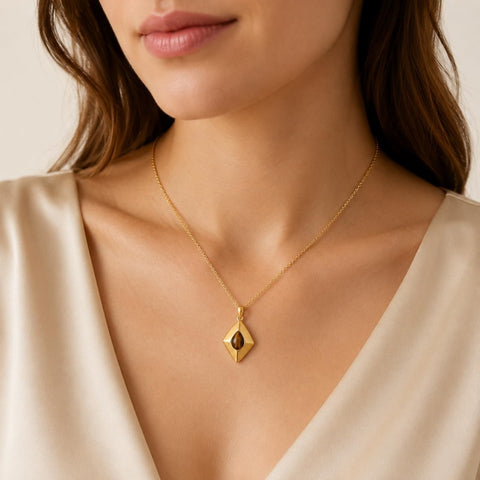 14K Gold Plated Bohemian Teardrop Pendant Necklace for Women