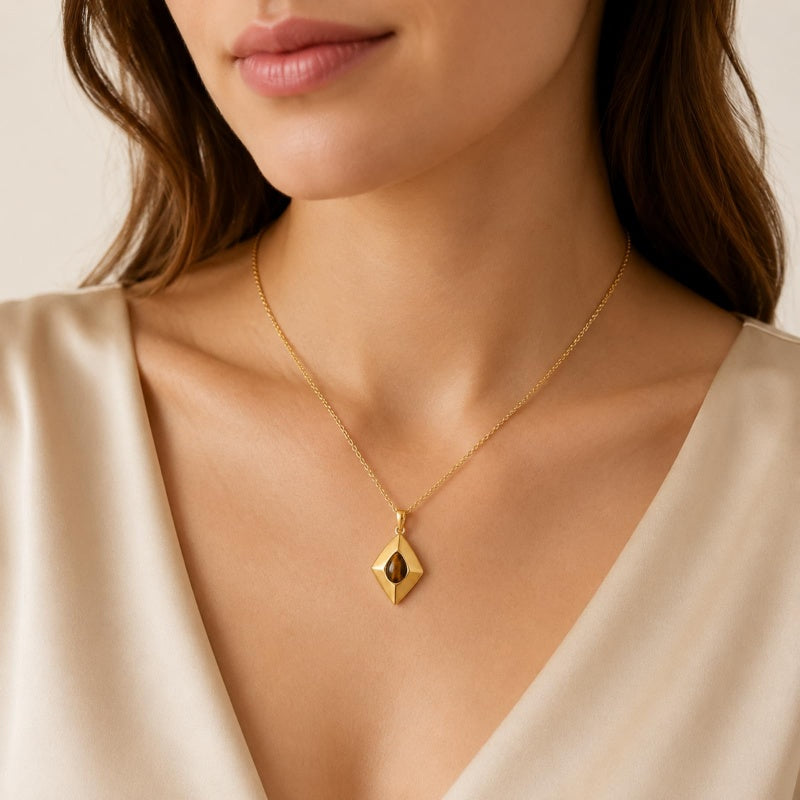 14K Gold Plated Bohemian Teardrop Pendant Necklace for Women